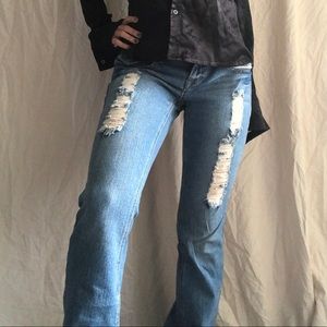 Cute Y2K Light blue ripped flare Jeans